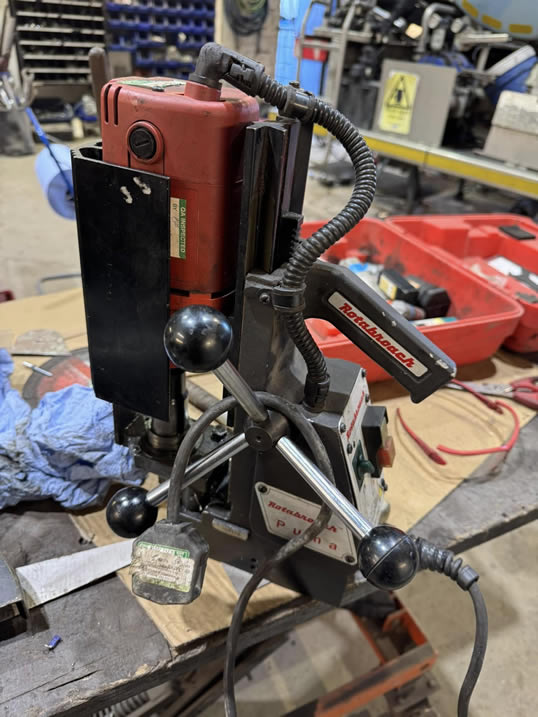 Trailerman. Mag Drill (Rotabroach) 12 x hinged assemblies from 15mm heavy plate with 24mm holes